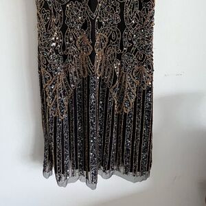 Aidan Mattox Black and Gold Mini Dress